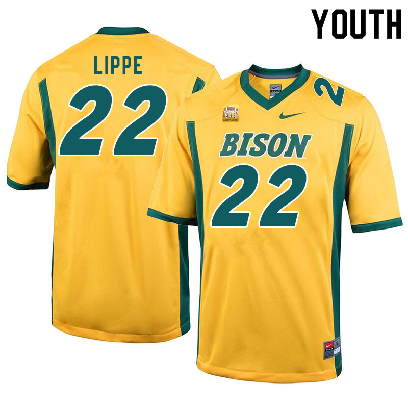 Youth #22 Jake Lippe North Dakota State Bison College Football Jerseys Sale-Yellow